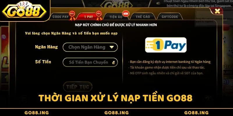 Thời gian xử lý nạp tiền siêu tốc cho hội viên