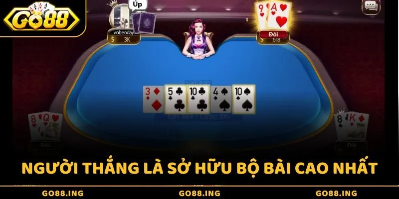 Người thắng ván bài là người sở hữu bộ bài có thứ tự cao nhất